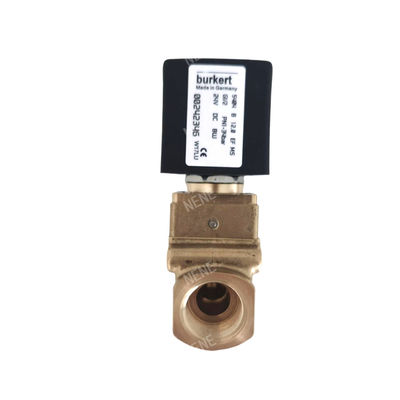 دریچه الکترومغناطیسی 00126161 burkert 6014 D اتصال صفحه پایین به طور معمول باز 2.0 سوراخ جریان DC24V 8W بدن دریچه مس 0 ~ 10bar