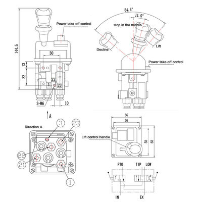 HYVA JQF34-B 14750650H کنترل های دستی دریچه های کامپ ران به سرعت پایین