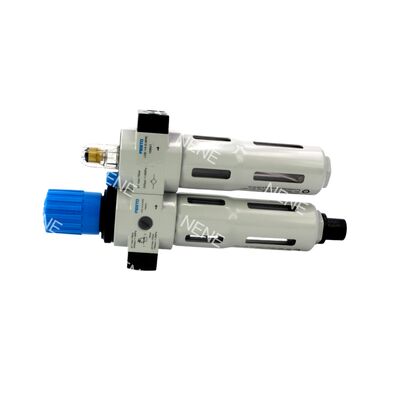 واحد FRL Festo FRC-3/8-D-MINI 162734 از آلیاژ روی G3/8 با فیلتر 40 میکرومتر، تخلیه دستی، 0.5-12 بار همراه با گیج فشار