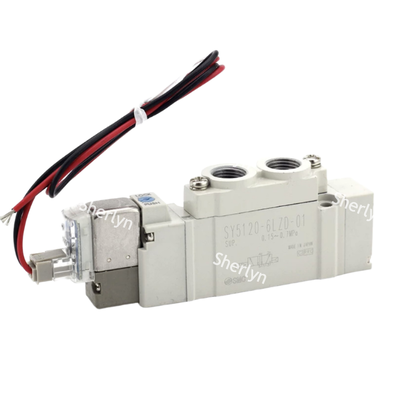 اتصالات فشاری Φ4، سیم پیچ 12 ولت DC با چراغ پیلوت، شیر برقی SMC SY3120-6LZD-C4، مناسب برای ماشین آلات بسته بندی با چرخه بالا و سیستم های دستگیره رباتیک.