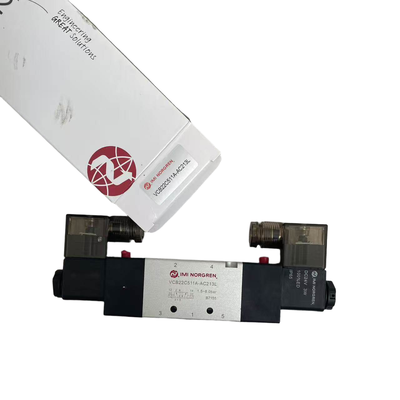 شیر برقی دوگانه با قفل شونده G3/8 NORGREN VCB22C511A-AC213L 24VDC شیر جهت دار پنوماتیک 5/2 با دبی 1800 لیتر در دقیقه برای سیستم نقاله