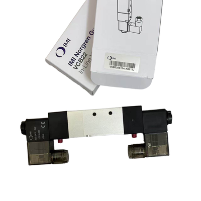 شیر برقی مرکز بسته 5/3 NORGREN VCB22B611A-AB213J G1/4 24VDC شیر موقعیت دهنده دوگانه برقی برای بستن شناور 5 پورت 3 موقعیت