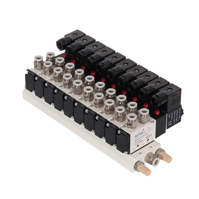 Airtac 4V110-06 Solenoid Valve Manifold Group 7 8 9 10 Station Aluminum Alloy Base Central Air Exhaust Manual Override For Equipment Test And Commissioning
