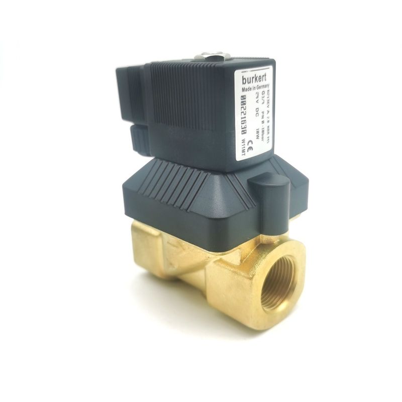 BURKERT 20022979 نوع فلنج اتصال صفحه پایین مستقیم عمل 2/2 به طور معمول بسته FKM مهر و موم بدن شیر مس 24VDC