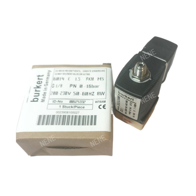 G1 / 4 شیر سولینوئید بورکرت 00125302 6013 نوع مستقیم عمل 2/2 اینچ به طور معمول بسته 3.0 سوراخ جریان FKM مهر و موم شده فلز شیر 24VAC 8W 0 ~ 10bar