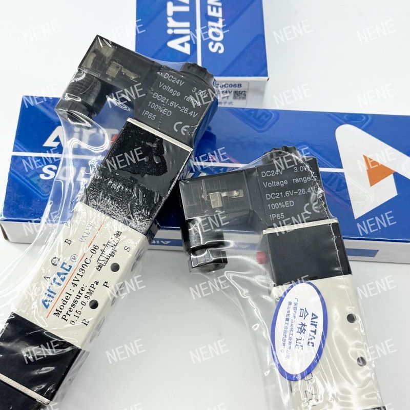 5 راه 3 موقعیت 4V130E-06 هوا مایع AIRTAC شیر سولینوئید با بدن آلومینیوم آلیاژ