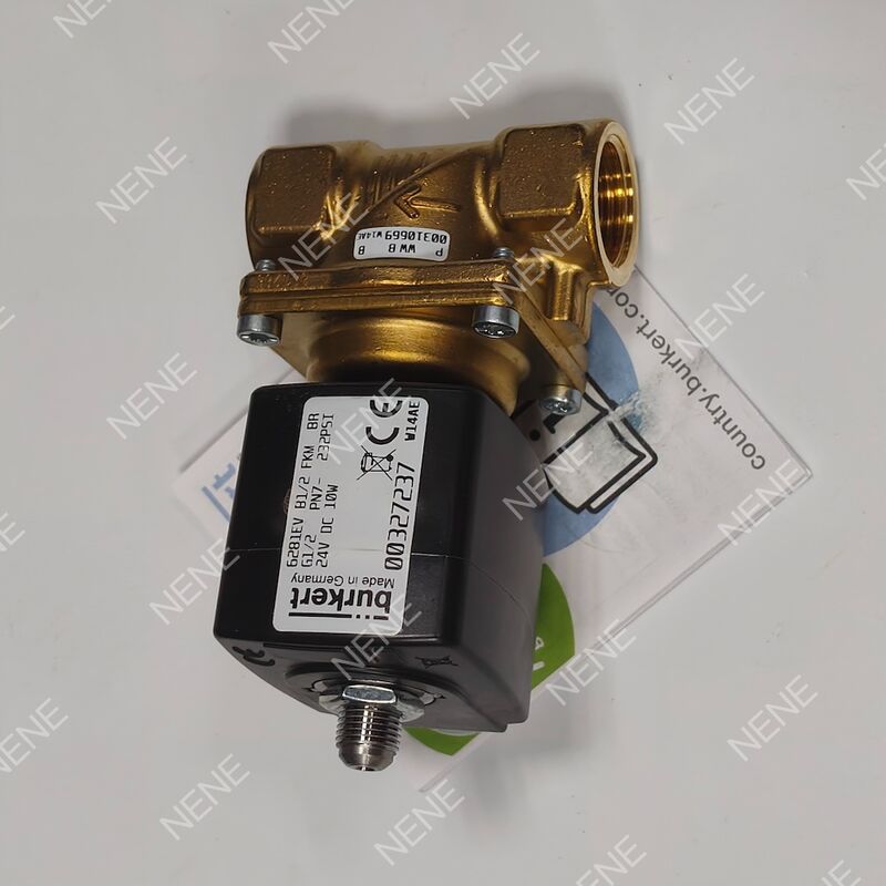 FKM Seal Solenoid Valve BURKERT Type 6281 00221869 G3/8 Port 2/2 به طور معمول بسته شده بدن مس 13.0 سوراخ AC24V 8W 0.2-16bar 0 تا +120 °C