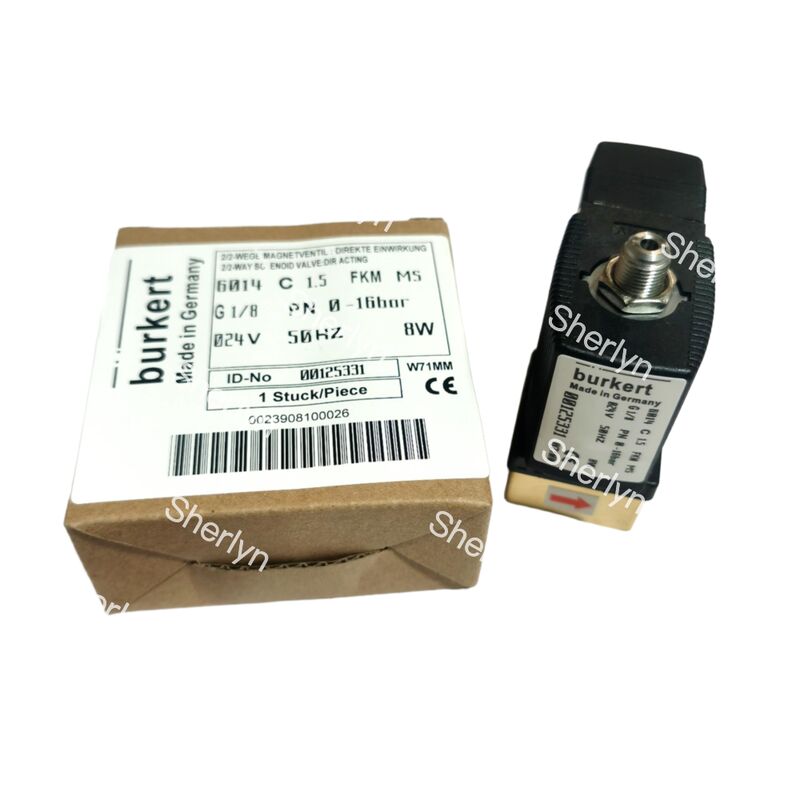 شیر برقی NC 2/2 مستقیم، 00125304، پورت G1/4 اینچ، اوریفیس 3.0، شیر برنجی با آب‌بند FKM، توان صنعتی 220 ولت AC، فشار کاری 10 بار