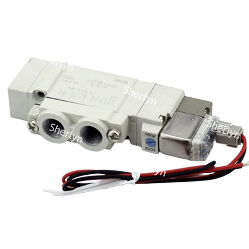 اتصالات فشاری Φ4، سیم پیچ 12 ولت DC با چراغ پیلوت، شیر برقی SMC SY3120-6LZD-C4، مناسب برای ماشین آلات بسته بندی با چرخه بالا و سیستم های دستگیره رباتیک.