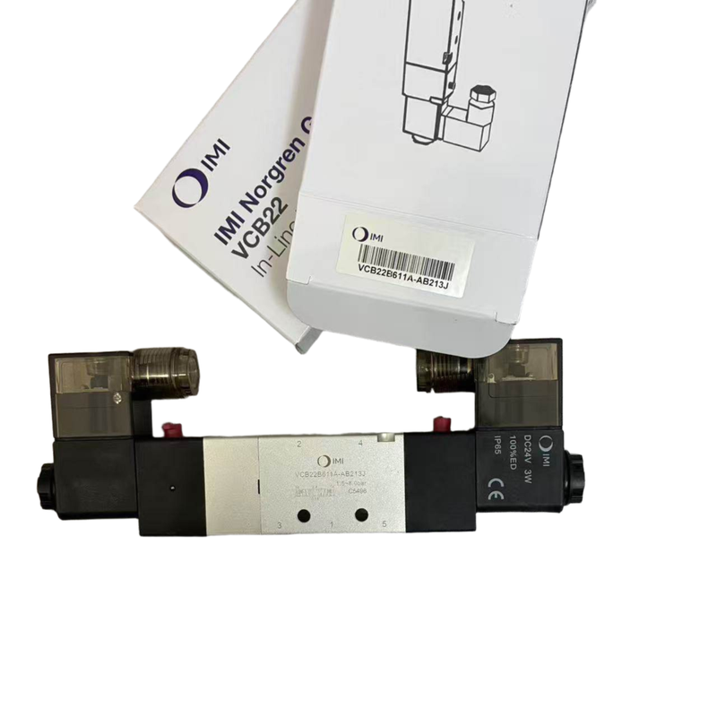 شیر برقی مرکز بسته 5/3 NORGREN VCB22B611A-AB213J G1/4 24VDC شیر موقعیت دهنده دوگانه برقی برای بستن شناور 5 پورت 3 موقعیت