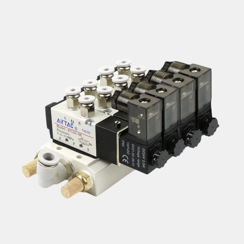 کیت منیفولد شیر برقی چند ایستگاهی Airtac 4V310-08 2 / 3 / 4 / 5 / 6 موقعیت گروه شیر یکپارچه داخلی برای مدار پنوماتیک چند کاناله