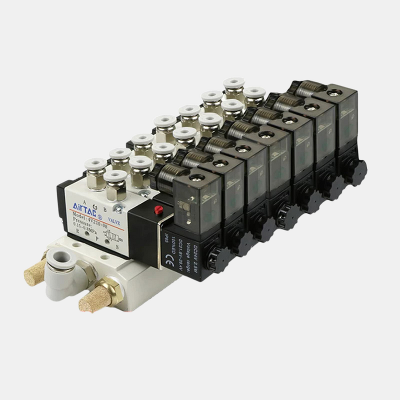 مونتاژ شیر برقی کنترلی جهت دار ایرتک 4V210-08، بسته شیر ترکیبی 7 تا 10 ایستگاه، مسیر جریان کوتاه، نشتی هوای کم برای سیستم کنترل هوای چند کاناله