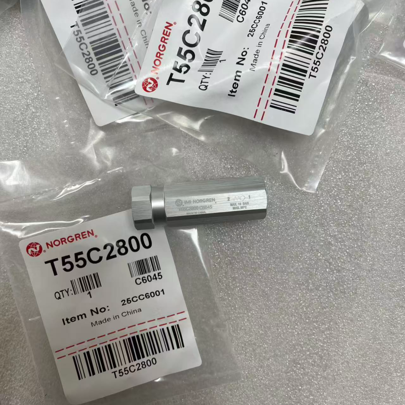شیر یک طرفه پنوماتیک فشرده T55C2800 IMI Norgren G1/4 BSPP Thread Lightweight Non Return Valve For Robot Pneumatic Circuit