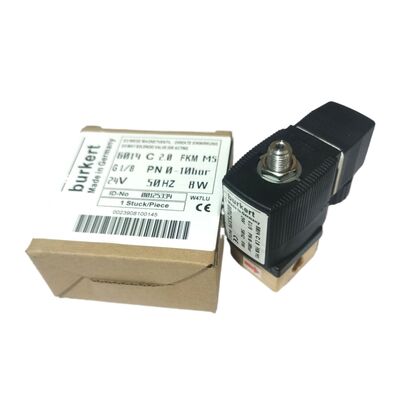 شیر برقی 2/2 راهه نرمال بسته با عملکرد مستقیم، Burkert 6013 00126092، رزوه G1/8، اوریفیس 3.0 میلی‌متر، بدنه برنجی، آب‌بند FKM، 24 ولت AC 8 وات، 0-10 بار