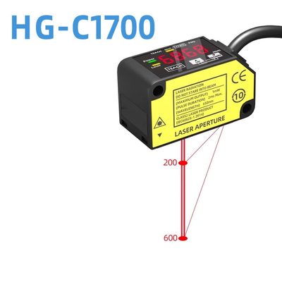 سنسور جابجایی لیزری HG-C1700 با فاصله مرجع 700 میلی متر، برد اندازه گیری طولانی، سنسور تصویر CMOS، IP67، 12-24 ولت DC، NPN PNP، سیگنال آنالوگ 0-5 ولت 4-20 میلی آمپر