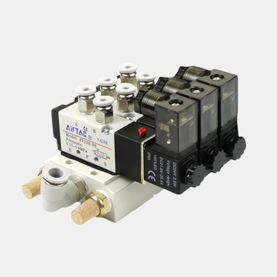 Airtac 4V110-06 چند موقعیت مولناید والف مونتاژ 2 / 3 / 4 / 5 / 6 ایستگاه یکپارچه کیت چند لایه ای طراحی دستوری برای کنترل سیلندر پنوماتیک